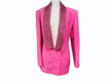 Load image into Gallery viewer, 極美品 AREA エリア Tuxedo ビジュートリム タキシードジャケット サイズ2 ラインストーン ピンク 中古 4b003990