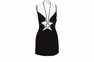 新品未使用 AREA エリア STAR CUTOUT MINI DRESS スターカットアウト ミニドレス 2401D22184 サイズM ブラック 中古 4b003993