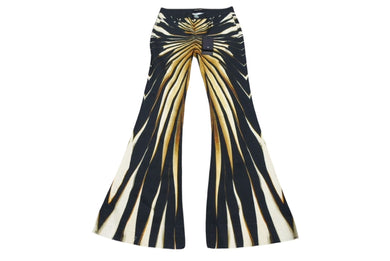 新品未使用 Roberto Cavalli ロベルトカバリ デニムパンツ テーパード Ray of Gold print コットン エラステン ブラック サイズ42 中古 4b003995