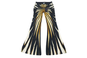 新品未使用 Roberto Cavalli ロベルトカバリ デニムパンツ テーパード Ray of Gold print コットン エラステン ブラック サイズ42 中古 4b003995