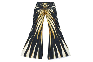 新品未使用 Roberto Cavalli ロベルトカバリ デニムパンツ テーパード Ray of Gold print コットン エラステン ブラック サイズ42 中古 4b003995