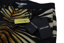 画像をギャラリービューアに読み込む, 新品未使用 Roberto Cavalli ロベルトカバリ デニムパンツ テーパード Ray of Gold print コットン エラステン ブラック サイズ42 中古 4b003995