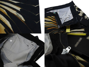 新品未使用 Roberto Cavalli ロベルトカバリ デニムパンツ テーパード Ray of Gold print コットン エラステン ブラック サイズ42 中古 4b003995
