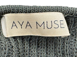 AYA MUSE アヤミューズ クルーネック ニットワンピース ミニドレス コットンナイロン カーキ ゴールド サイズXS 美品 中古 4b004004 