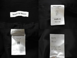 極美品 MACH & MACH マッハアンドマッハ テーラードジャケット イタリア製 ウール ラインストーン ブラック サイズ38 中古 4b004007