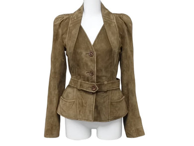 CHRISTIAN DIOR クリスチャンディオール ガリアーノ期 スウェードレザージャケット 5A14022242 ブラウン サイズ36 美品 中古 4b004022