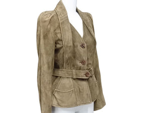 CHRISTIAN DIOR クリスチャンディオール ガリアーノ期 スウェードレザージャケット 5A14022242 ブラウン サイズ36 美品 中古 4b004022