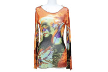 Load image into Gallery viewer, 極美品 JEAN PAUL GAULTIER MAILLE ジャンポールゴルチェ マイユ パワーネット 長袖トップス サイズL オレンジ マルチカラー 中古 4b004024