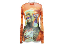 Load image into Gallery viewer, 極美品 JEAN PAUL GAULTIER MAILLE ジャンポールゴルチェ マイユ パワーネット 長袖トップス サイズL オレンジ マルチカラー 中古 4b004024
