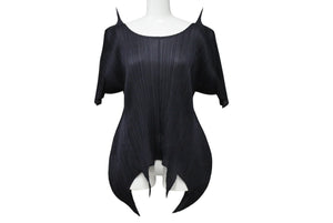 PLEATS PLEASE プリーツプリーズ イッセイミヤケ プリーツ 半袖カットソー PP71-JK716 ポリエステル ブラック サイズ 5 美品 中古 4b004025