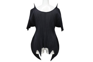 PLEATS PLEASE プリーツプリーズ イッセイミヤケ プリーツ 半袖カットソー PP71-JK716 ポリエステル ブラック サイズ 5 美品 中古 4b004025