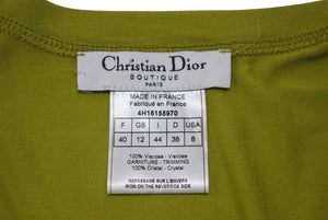 Christian Dior クリスチャンディオール ハート ロゴ ラインストーン ノースリーブ グリーン ガリアーノ レーヨン クリスタル 4H16155970 サイズ40 美品 中古 4b004063