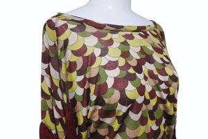 JeanPaul GAULTIER FEMME ジャンポールゴルチエファム フリンジ 変形カットソー ワインレッド マルチカラー サイズM 美品 中古 4b004026