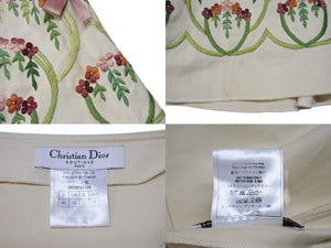 Christian Dior クリスチャンディオール スカート 花柄 2A12033120 サイズ8 ガリアーノ期 刺繍 ベージュ 中古 4b004027