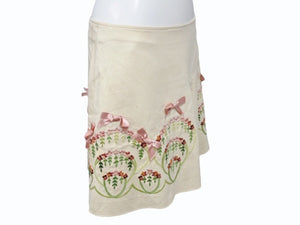Christian Dior クリスチャンディオール スカート 花柄 2A12033120 サイズ8 ガリアーノ期 刺繍 ベージュ 中古 4b004027