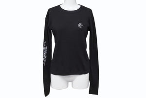 極美品 CHROME HEARTS クロムハーツ 氷室京介 コラボ ロンT 長袖Tシャツ コットン ブラック 中古 4c004034