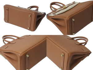 新品未使用 HERMES エルメス バーキン25 ハンドバッグ K刻印 トゴ ゴールド ゴールド金具 中古 4b004039