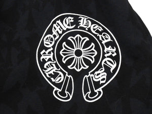 未使用 CHROME HEARTS クロムハーツ SWEAT PANTS HLF セメタリークロス スウェットパンツ サイズL ホースシュー 総柄 中古 4b004044 
