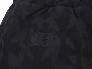 未使用 CHROME HEARTS クロムハーツ SWEAT PANTS HLF セメタリークロス スウェットパンツ サイズL ホースシュー 総柄 中古 4b004044 