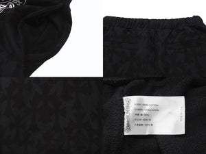 未使用 CHROME HEARTS クロムハーツ SWEAT PANTS HLF セメタリークロス スウェットパンツ サイズL ホースシュー 総柄 中古 4b004044 