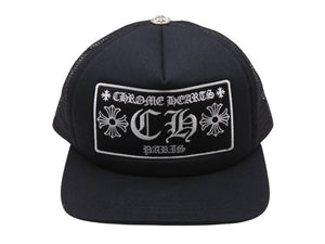 未使用 CHROME HEARTS クロムハーツ トラッカーキャップ ONE SIZE CHプラス クロスボールボタン メッシュ パリ限定 ブラック 中古 4b004046 