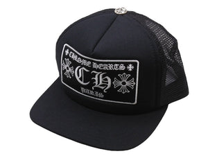 未使用 CHROME HEARTS クロムハーツ トラッカーキャップ ONE SIZE CHプラス クロスボールボタン メッシュ パリ限定 ブラック 中古 4b004046 
