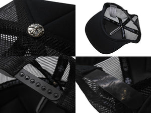 未使用 CHROME HEARTS クロムハーツ トラッカーキャップ ONE SIZE CHプラス クロスボールボタン メッシュ パリ限定 ブラック 中古 4b004046 
