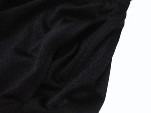 未使用 CHROME HEARTS クロムハーツ Mesh Varsity Shorts メッシュ バーシティショーツ サイズM ロゴプリント ブラック 中古 4b004048 