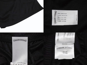 未使用 CHROME HEARTS クロムハーツ Mesh Varsity Shorts メッシュ バーシティショーツ サイズM ロゴプリント ブラック 中古 4b004048 
