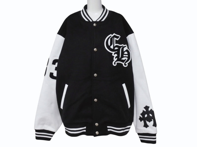 Brand new, unused CHROME HEARTS Varsity Jacket, Size XXL, Cemetery Cross Patch, Horseshoe, Pre-owned, 4b004051 