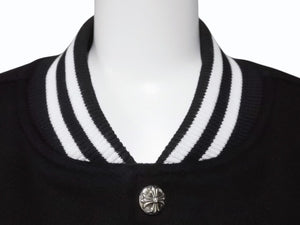 新品未使用 CHROME HEARTS クロムハーツ ヴァーシティジャケット スタジャン サイズXXL セメタリークロスパッチ ホースシュー 中古 4b004051