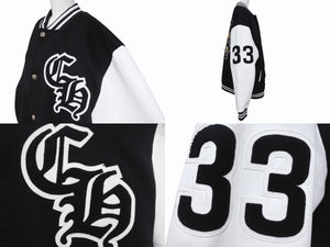 新品未使用 CHROME HEARTS クロムハーツ ヴァーシティジャケット スタジャン サイズXXL セメタリークロスパッチ ホースシュー 中古 4b004051