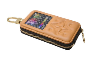 極美品 LOUIS VUITTON ルイヴィトン モノグラム LV ミュージック キーホルダー & バッグチャーム M02487 ベージュ キャンバス レザー ゴールド金具 中古 4b004057