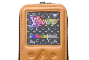 極美品 LOUIS VUITTON ルイヴィトン モノグラム LV ミュージック キーホルダー & バッグチャーム M02487 ベージュ キャンバス レザー ゴールド金具 中古 4b004057