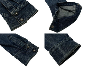 CHROMEHEARTS クロムハーツ LOOSEENDS LS ルーズエンド デニムクロスパッチクロスボールボタンデニム長袖シャツ サイズXL 美品 中古 4b004059 