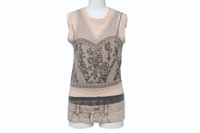 Load image into Gallery viewer, Christian Dior クリスチャンディオール タンクトップ 6E16155001 サイズ6 ガリアーノ期 プリント ピンクベージュ 中古 4b004064