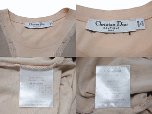 Christian Dior クリスチャンディオール タンクトップ 6E16155001 サイズ6 ガリアーノ期 プリント ピンクベージュ 中古 4b004064