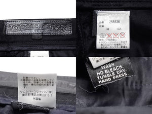 極美品 CHROME HEARTS クロムハーツ フレアニーステッチデニムパンツ 255536 コットンシルバー925 サイズ26 ブラック 中古 4b004067 