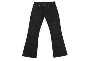 極美品 CHROME HEARTS クロムハーツ フレアニーステッチデニムパンツ 255536 コットンシルバー925 サイズ26 ブラック 中古 4b004067 