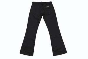 極美品 CHROME HEARTS クロムハーツ フレアニーステッチデニムパンツ 255536 コットンシルバー925 サイズ26 ブラック 中古 4b004067 