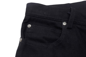 極美品 CHROME HEARTS クロムハーツ フレアニーステッチデニムパンツ 255536 コットンシルバー925 サイズ26 ブラック 中古 4b004067 