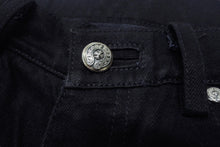 画像をギャラリービューアに読み込む, 極美品 CHROME HEARTS クロムハーツ フレアニーステッチデニムパンツ 255536 コットンシルバー925 サイズ26 ブラック 中古 4b004067 