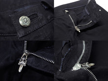 画像をギャラリービューアに読み込む, 極美品 CHROME HEARTS クロムハーツ フレアニーステッチデニムパンツ 255536 コットンシルバー925 サイズ26 ブラック 中古 4b004067 