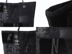 極美品 CHANEL シャネル パッチワーク チェーントートバッグ 25番台 ココマーク キャンバス デニム ツイード パテント レザー 中古 4b004068