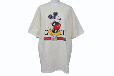 GUCCI × DISNEY グッチ ディズニー 20AW ミッキーマウス 半袖Ｔシャツ クリーム コットン プリント サイズS 565806 美品 中古 4b004072