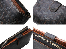Load image into Gallery viewer, GOYARD ゴヤール TUILERIES チュイルリー 二つ折り財布 ウォレット PVC レザー ブラック ブラウン シルバー金具 良品 中古 4b004076