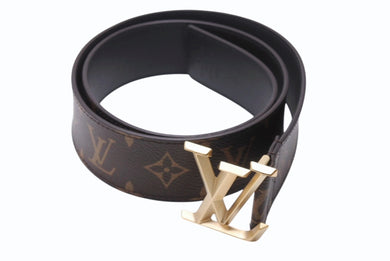 LOUIS VUITTON ルイヴィトン LV ピラミッド ベルト ブラウン PVC カーフ 90/36 M0422 ゴールド金具 小物 ロゴ 美品 中古 4b004077