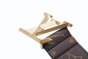 LOUIS VUITTON ルイヴィトン LV ピラミッド ベルト ブラウン PVC カーフ 90/36 M0422 ゴールド金具 小物 ロゴ 美品 中古 4b004077