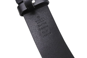 GUCCI グッチ インターロッキングGベルト GGロゴ 368186 レザー ブラック サイズ34 シルバー金具 美品 中古 4b004078 