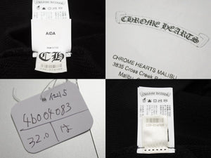 新品同様 CHROME HEARTS クロムハーツ セメタリークロスパッチ ラグラン スウェットシャツ サイズL ブラック シルバー925 中古 4b004083